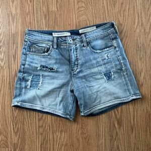 Pilcro Shorts Womens 28 Slim Boyfriend Patchwork Denim Boho Indie Anthropologie